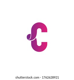 initial letter C logo, line art style design template