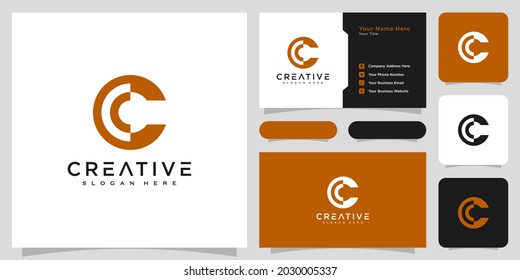 letra inicial c estilo de línea de logotipo diseño vectorial y tarjeta de negocios