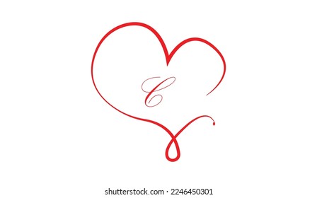 Initial letter C logo with love or heart shape in modern 3d gradient color logo style
