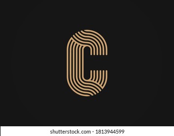 Initial Letter C Logo mockup. Thin lines, rounded corners, Dynamic, minimal, trendy logotype for wedding invitation.The elegant symbol for your corporate or business identity.