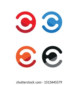 Initial letter C logo set. Letter C Negative Space Logo or icon Design Template - Vector
