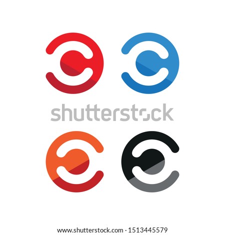 Initial letter C logo set. Letter C Negative Space Logo or icon Design Template - Vector