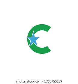 logotipo de letra inicial C y plantilla de diseño de estrella