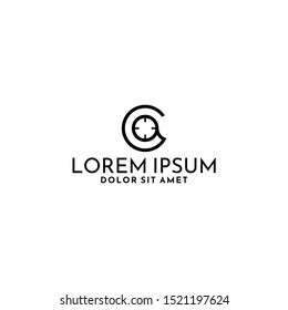 Initial letter C logo template isolated vector with scope sniper symbol in flat design monogram illustration