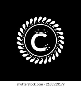 Initial Letter C logo template. Monnogram, delicate floral design ,Vector design.