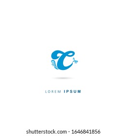 Initial Letter C Logo with water drop Elements. Vector design template elements. Aqua Logo