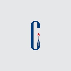 Initial Letter C Logo.new York City Logo Design, Empire State Building Letter Logo