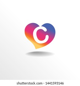 Initial Letter C with Love or Heart Shape
