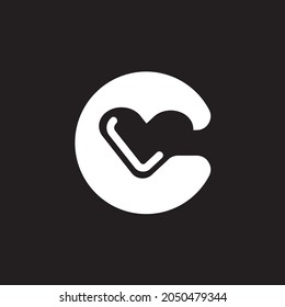 initial letter C love silhouette logo design