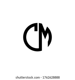 letra inicial C y M, CM, logotipo MC, plantilla de diseño de estilo de arte de línea monográfica