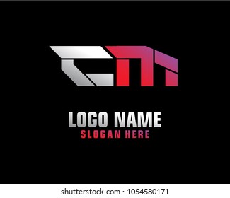 Initial letter C M logo template vector