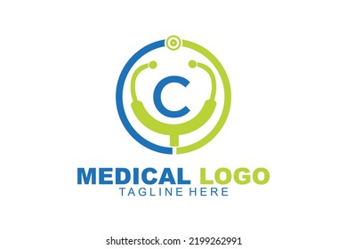 logotipo médico inicial de la letra C