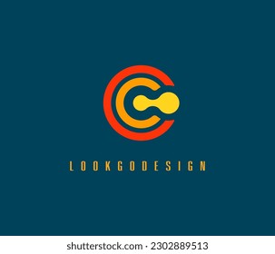 Initial Letter C Modern Lettering futuristische Internetverbindung Logo Design