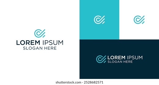 Letra inicial C Letra moderna con Enlace de alambre digital circular para diseño de logotipo de conexión a Internet futurista