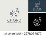 Initial Letter C Music Notes with Line Art Style for Chord Choir Concert or Song Sing Musical Symphony Sheet logo design