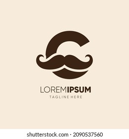 Initial Letter C Mustache Logo Design Vector Icon Graphic Emblem Illustration