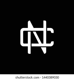 Initial letter C and N, CN, NC, overlapping interlock monogram logo, white color on black background