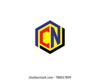 initial letter C and N hexagonal design Logo Vector Graphic Branding Letter Element.