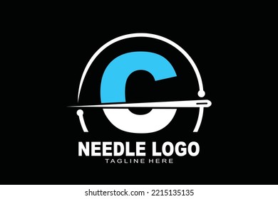 initial Letter C needle logo