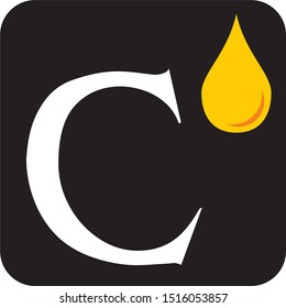 initial letter C with oil drop in square shape black 