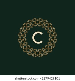 letra inicial C ornamental elegante logotipo de líneas de marco