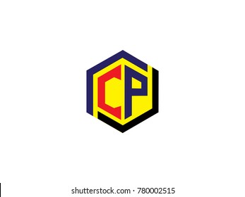 initial letter C and P Hexagonal design Logo Vector Graphic Branding Letter Element.