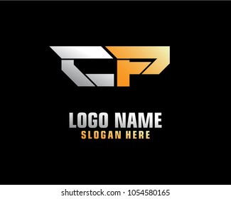 Initial letter C P logo template vector