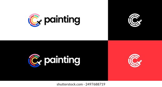 initial letter C paint brush logo, painting service logo