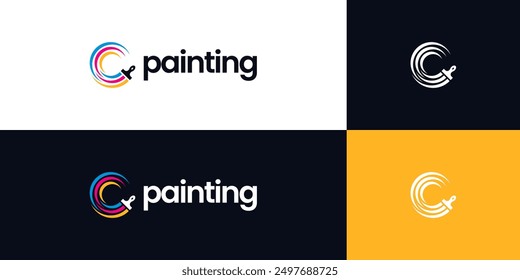 initial letter c paint brush logo, painting service logo