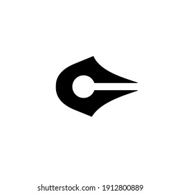 initial letter C pen nib capital black vector logo illustration design isolated background