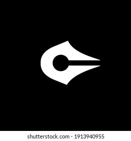 initial letter C pen nib capital black vector logo illustration design isolated background