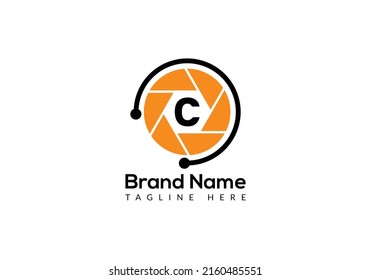 Initial Letter C Photography Logo Camera lens Concept. Photography Logo Combined C Letter Camera Sign Logo