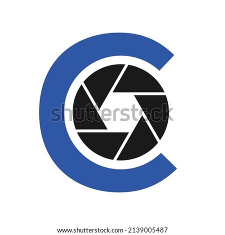 Initial Letter C Photography Logo Camera lens Concept. Photography Logo Combined C Letter Camera Sign Logo