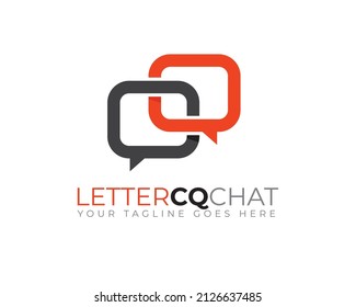initial letter C Q as connected chat speak bubble	