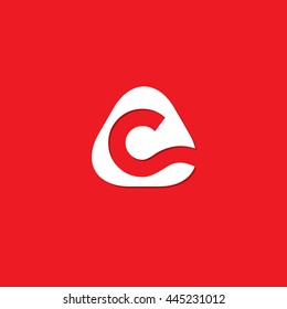 Initial Letter C Rounded Triangle Icon Design Template Elements Logo White Red