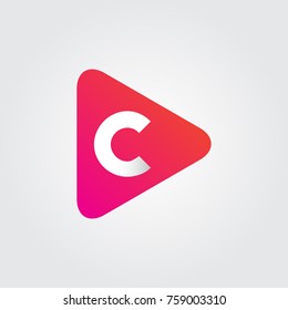 Initial Letter C Rounded Triangle Icon