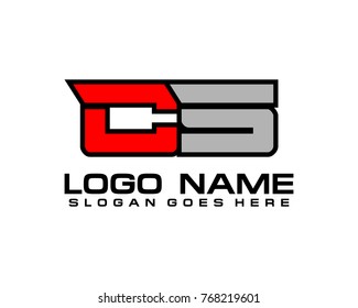 Initial letter C & S logo template vector