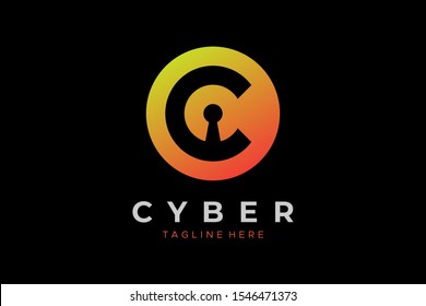 Letra inicial C Diseño del logotipo de cierre del logotipo de seguridad del vector