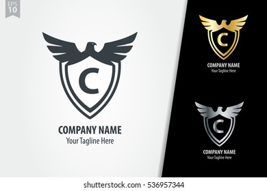 Initial Letter C With Shield Logo Design 