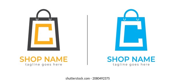 initial letter C shopping bag, shopping, Online shop Logo. Abstract Vector logo template