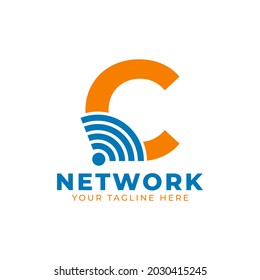 Initial Letter C with Signal Sign Logo Branding Identity Logo Design Template