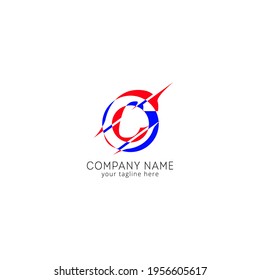Letra inicial C cortada en mayúsculas elementos de plantilla de diseño de logotipo moderno. Letra roja con círculo azul aislado en fondo blanco. Adecuado para negocios, grupo consultor, logotipo de empresa