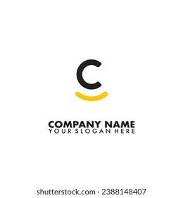 Initial letter C and smile logo template.