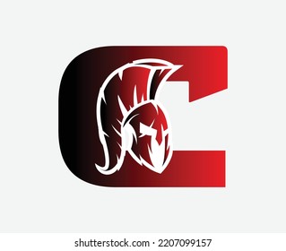 initial Letter C spartan logo, gym and fitness logo