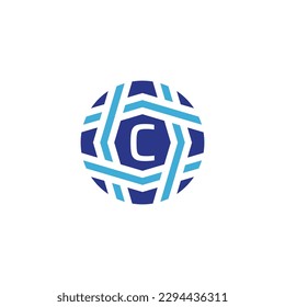 Initial letter C sphere logo Symbolize Global Connectivity