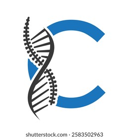 Initial Letter C Spin Therapy Logo, Orthopedic Symbol For Medical and Healthcare Icon