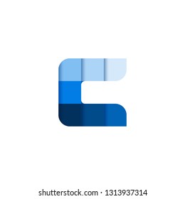 Initial Letter C Square Pixel Logo Design Inspiration in Blue Gradient Color for Media, Technology Brand Identity.