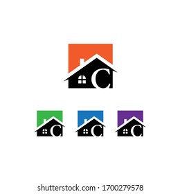 initial letter c square real estate logo