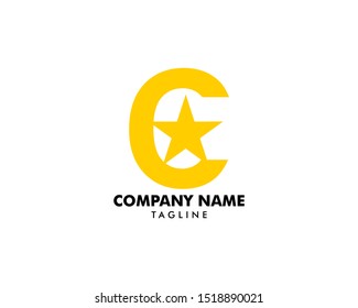 Initial Letter C Star Logo Template Design
