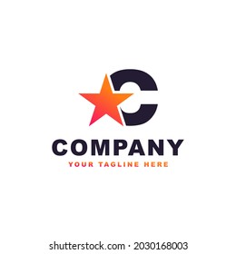 Letra inicial modelo de diseño de logotipo de estrella C ilustración vectorial